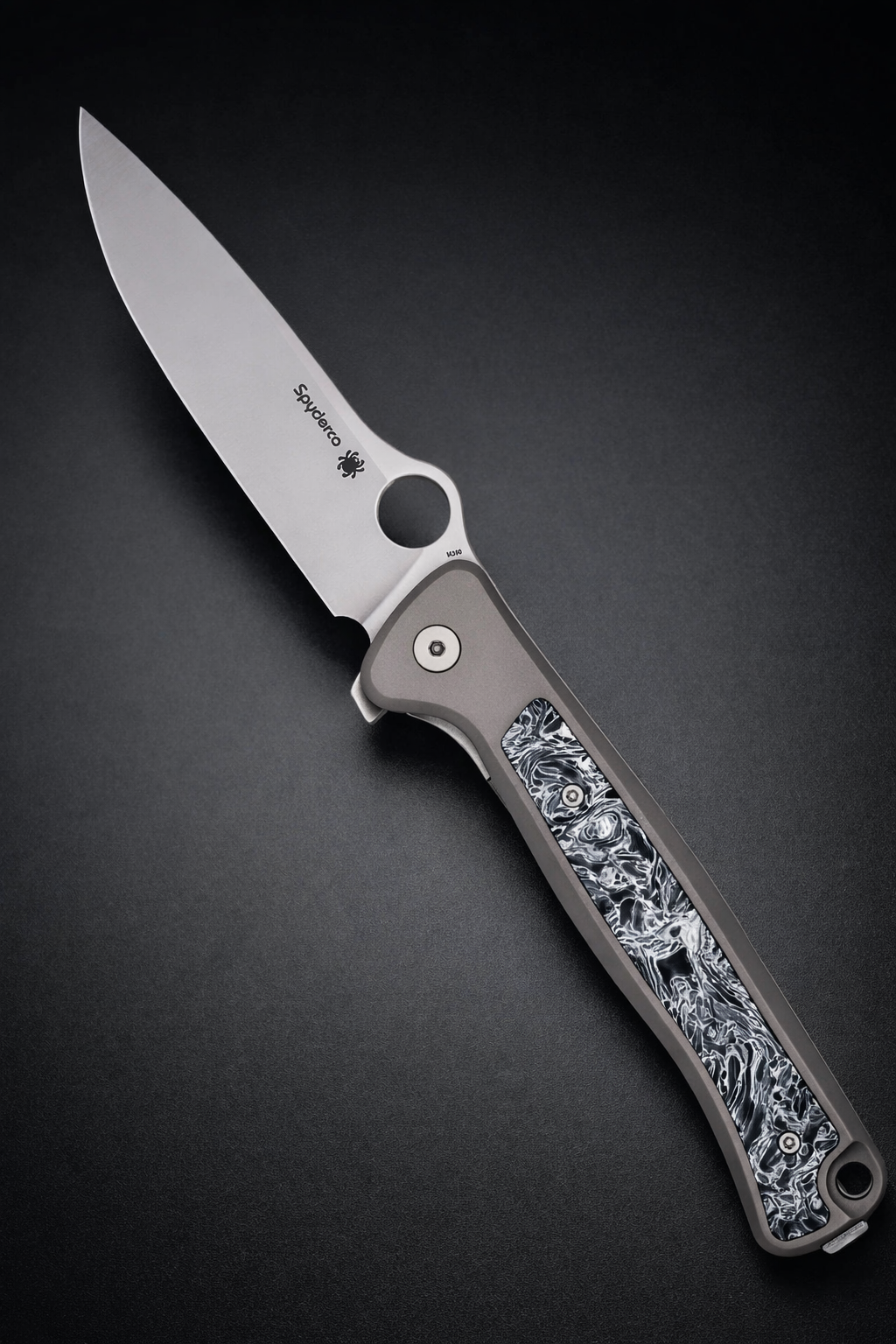 T20 /  SpyderCo Slym Folding Knife, Stonewash Finish w/ Titanium Handle